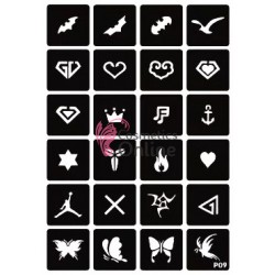 Sabloane de corp pentru tatuaje temporare Henna SHT021, set 24 bucati